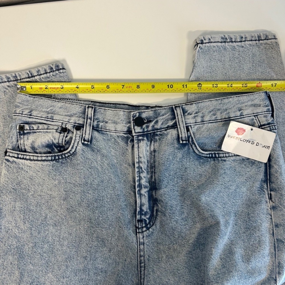 NWT unemployed Denim size 29 women's high rise acid washed heart patch jeans - Picture 6 of 10